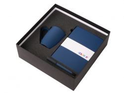 Подарочный набор c блокнотом C2, ручкой и кружкой, темно-синий