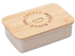 Ланч-бокс «Lunch» из пшеничного волокна с бамбуковой крышкой с гравировкой