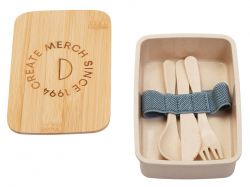 Ланч-бокс «Lunch» из пшеничного волокна с бамбуковой крышкой с гравировкой