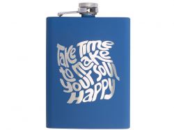 Фляжка 240 мл Remarque soft touch, 304 сталь, синий (гравировка)