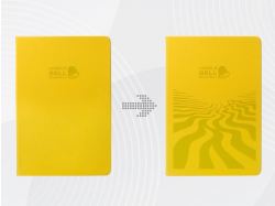 Бизнес-блокнот А5 «C2» soft-touch, желтый, с УФ печатью